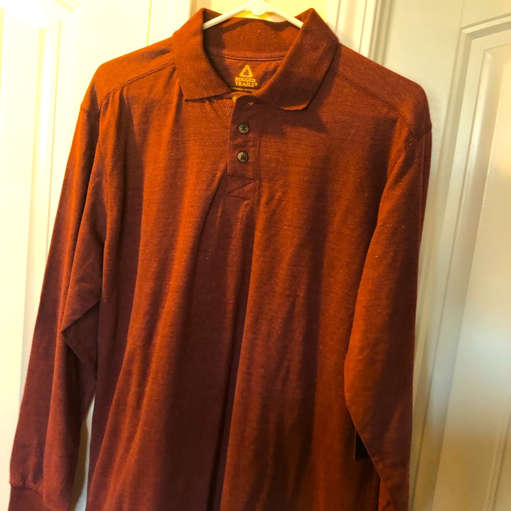 Men’s Maroon Collared Long Sleeve Henley